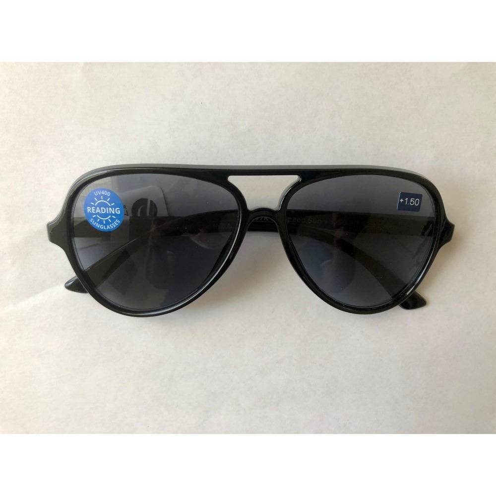 New Peepers Black Aviator Unisex Sun Reading Glasses +1.50